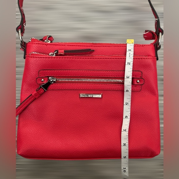 NWOT Dana Buchman Red, Vegan Multi-Zipper Crossbody Handbag Purse - Picture 2 of 6